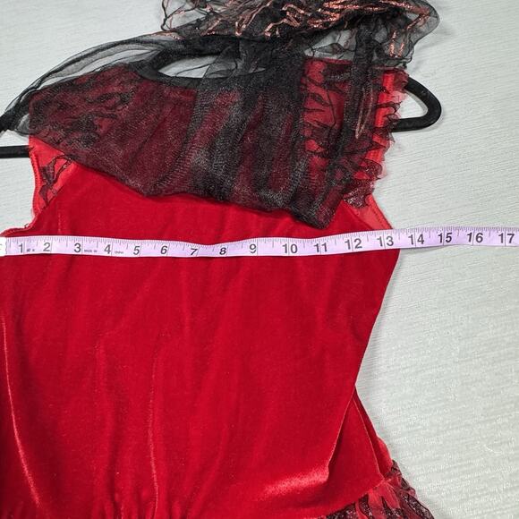 Spirit Girl's Dark Devil Halloween Costume Firey Red Dress & Cape Child Size XL - Picture 4 of 10
